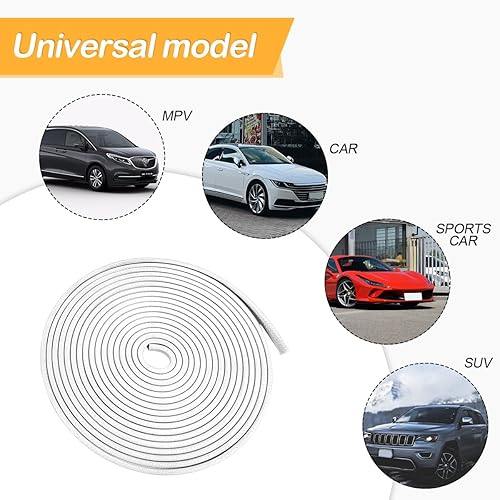 Vista 33 de Protectores de borde de puerta de automóvil, sello de goma de 16 pies, borde de puerta de automóvil, protector de borde de puerta en forma de U, Gris