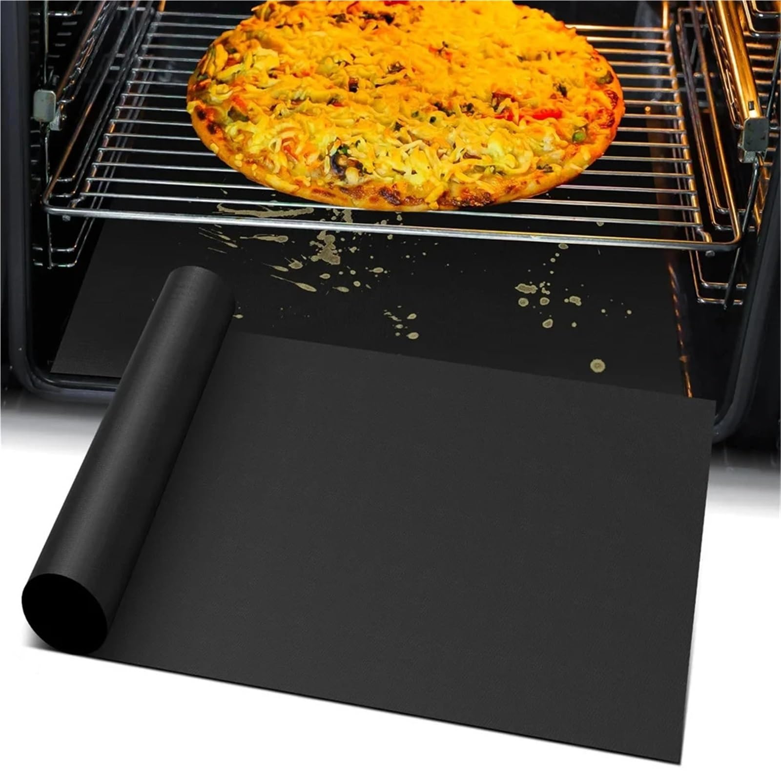 Ofenmatte Ofenmatten, Ofeneinlagen, Wiederverwendbare Backmatten, Antihaft-Schutzmatten for Partys im Freien, Küchenutensilien, hitzebeständige Grillmatten(Black6PCS,50X40cm)