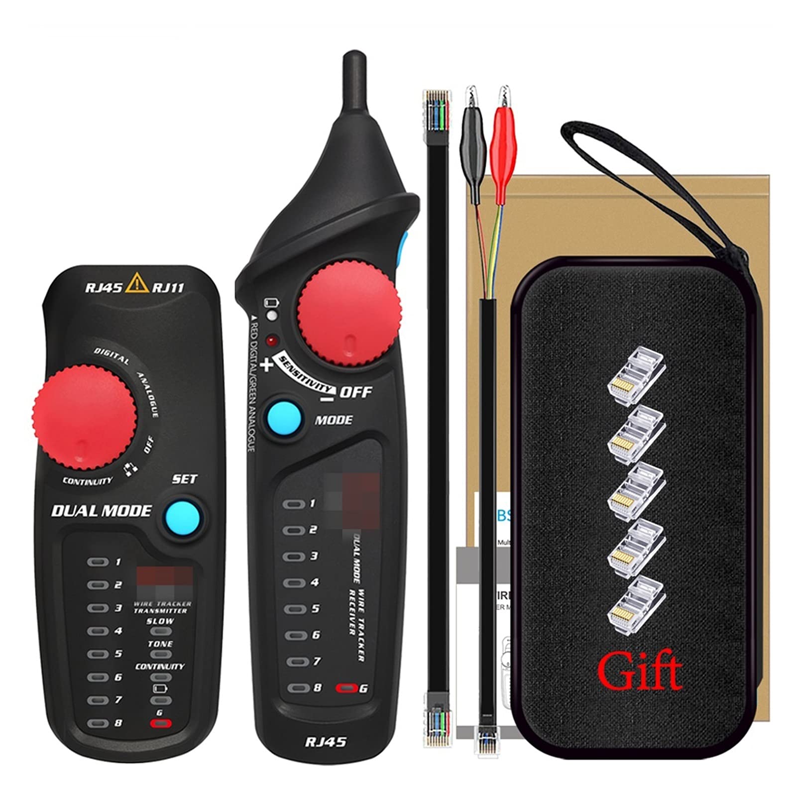 Detector de pared, Rastreador de cable de red FWT Serie RJ11 / RJ45 / CAT5 / CAT6 Tonelador de teléfono TRACER TONER Ethernet LAN Finder de la línea del detector del probador(82 Digital-Analog)