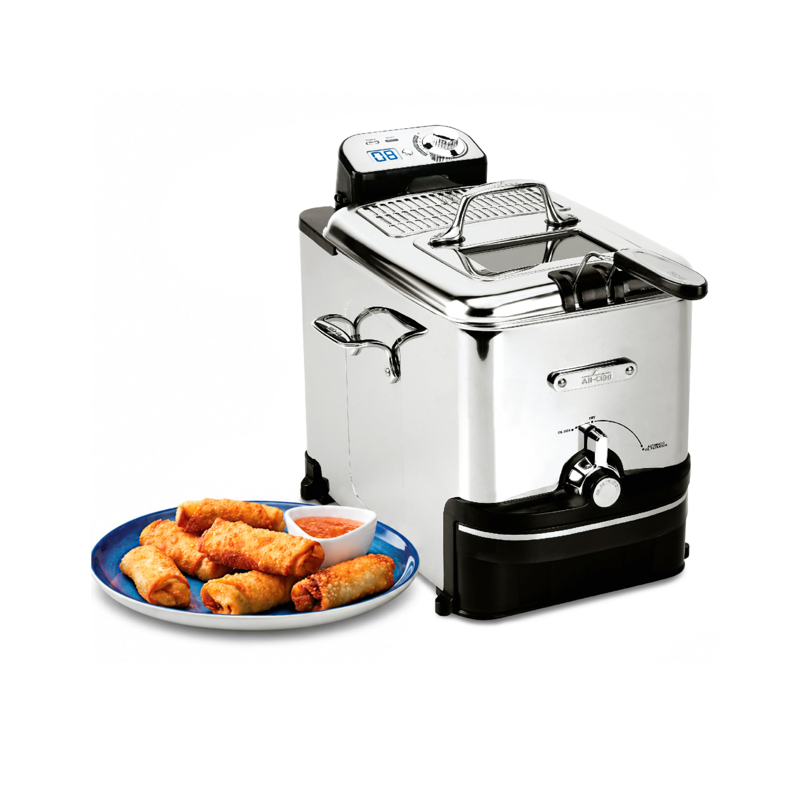 All-Clad Electric Deep Fryer with Basket and Lid, Stainless Steel Deep Fryer for Home Use, 1700W, Dishwasher Safe