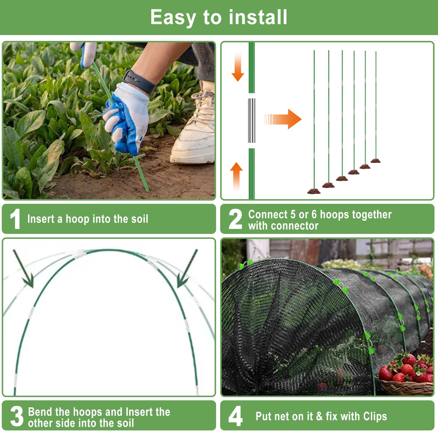 Pvc Hoop Style Frame Pvc Pipe 25-Pc Fiberglass Greenhouse Hoops Kit - DIY Grow Tunnel Frame ...