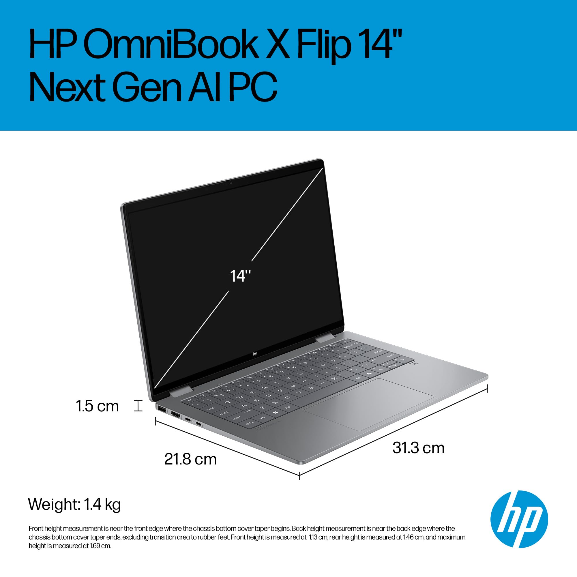 HP OmniBook X Flip NGAI 14" Laptop | CoPilot+ PC | Intel® Core™ Ultra 5-226V Processor | 16GB RAM | 512GB SSD | Intel® Arc™ 130V | 2K IPS Touchscreen | Up to 22.75Hr Battery | Windows 11 | 14-fm0005sa — view 14