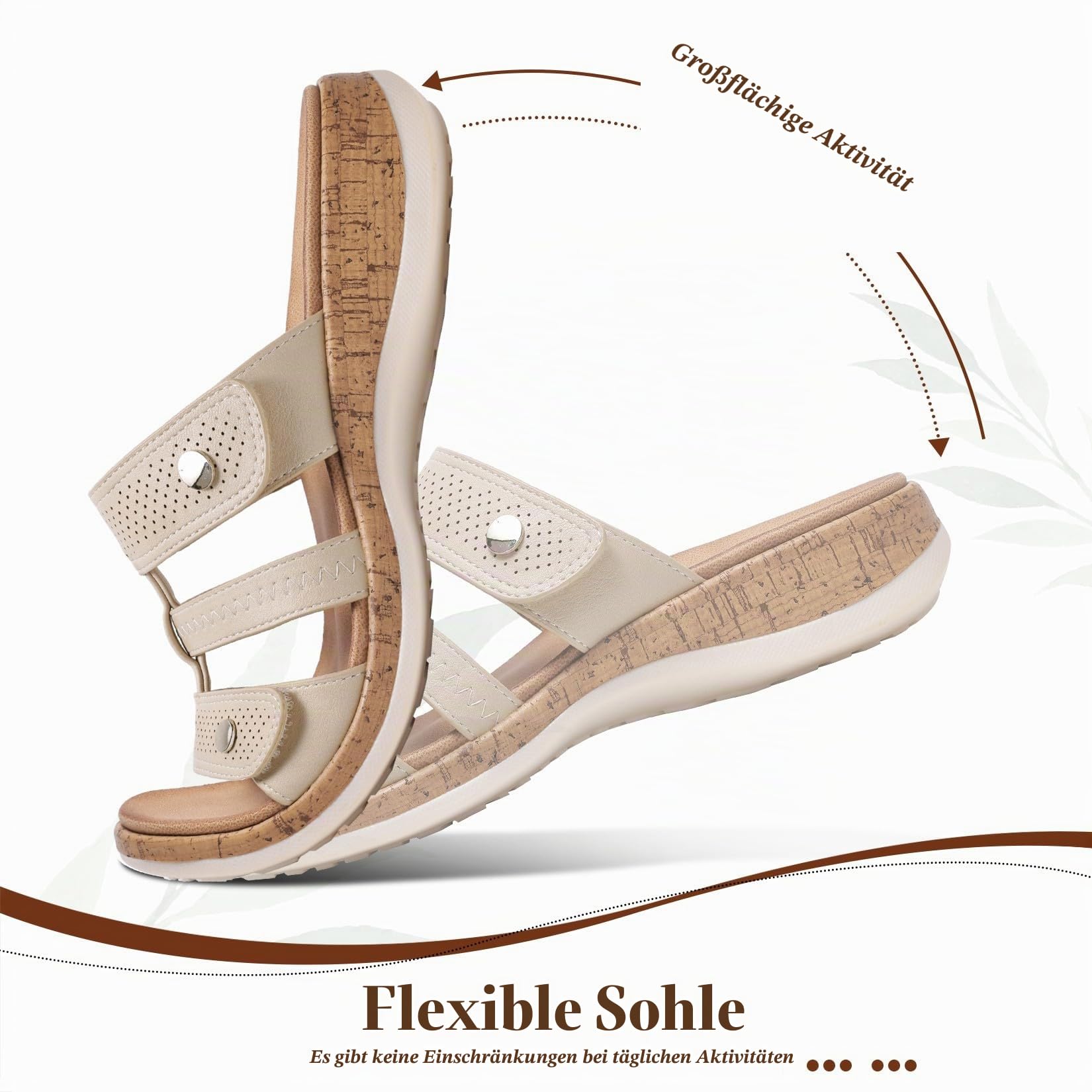 Littleplum Damen Pantoletten Modische Sandalen Frauen Kork-Fußbett mit Arch Support Sommer Latschen Schlappen Hausschuhe Größe 37-42
