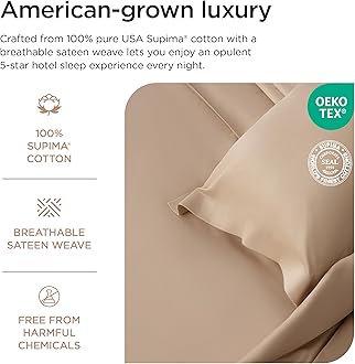 Threadmill Home Linen Luxury Pillow Cases King Size Set of 2 | 1000 Thread Count 100% USA Supima Cotton Sheets | Soft Solid Sateen, Breathable Pillow Covers Fits King Pillows | Beige