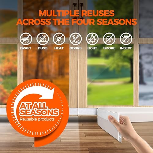 Miniatura 2 de Holikme Tope de puerta reutilizable de 41 pulgadas, topes de puerta para parte inferior de la puerta, sello de puerta burlete fuerte, adhesivo