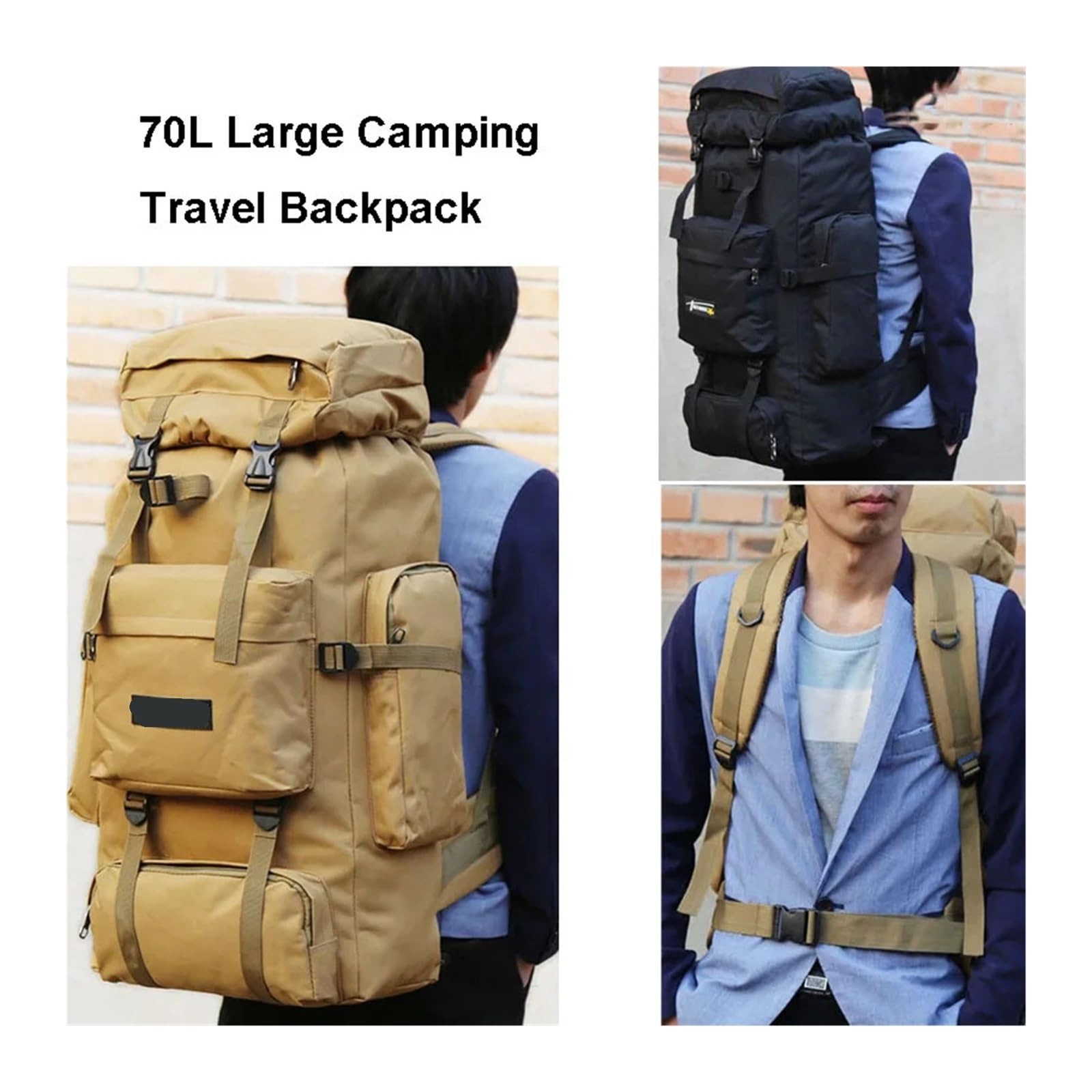 Generisch 70L Taktische Camping Tasche Rucksack Bergsteigen Für Männer Reisen Outdoor Sport Molle Rucksack Jagd Schulter Gepäck Große Tasche
