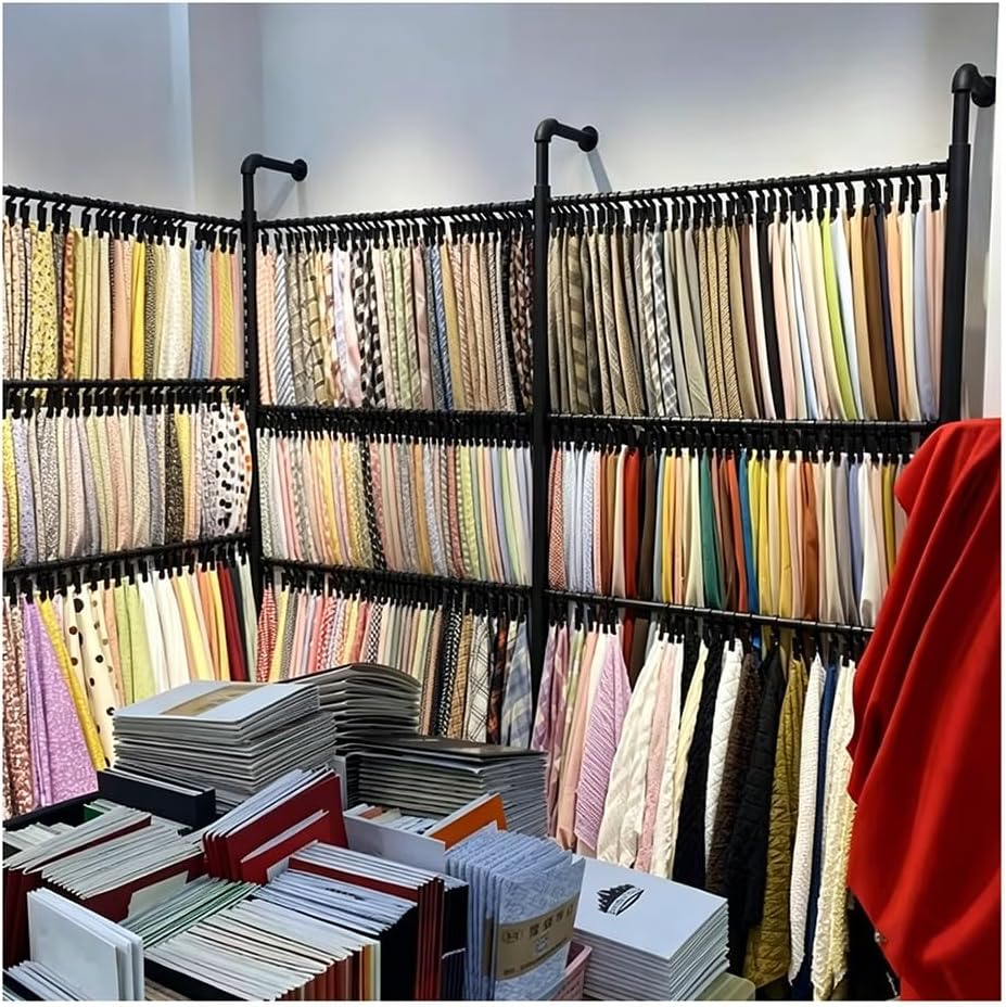 GRRICEPL Fabric Sample Display Rack, Wall-Mounted Fabric Sample Organizer Holder, Home Textile Store Display Rack for Retail Store Boutiques Shopping Mall(Black/1,200x240 cm)
