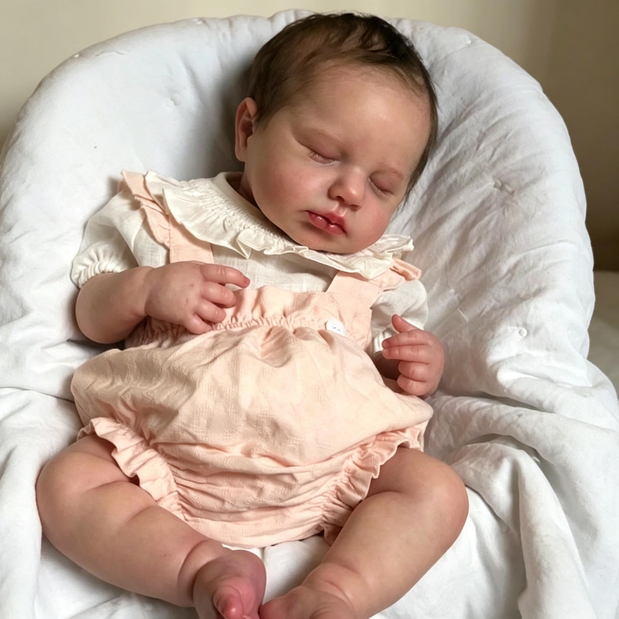 RXDOLL 50CM Reborn Baby Vollvinyl Lebensecht, Reborn Puppen Lebensecht Vollsilikon Baby Mädchen, Babypuppen Wie Echt, Echte Babypuppe, Vinyl Puppe Mit Haaren