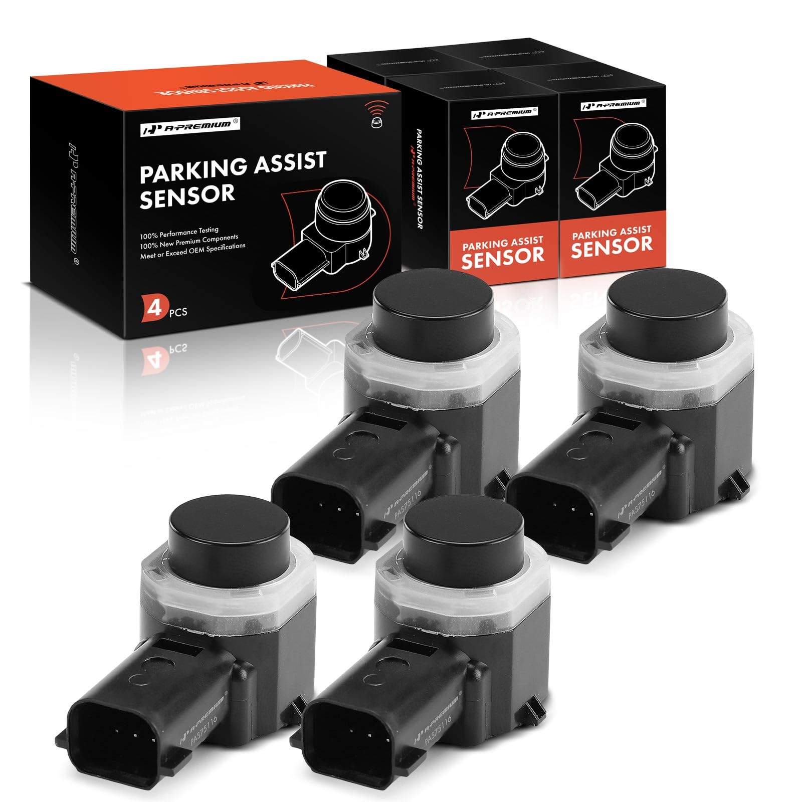 A-Premium 4-PC Reverse Backup Parking Assist Aid Sensor Compatible with Ford Models - F-150 F150 F-250/F-350/F-450/F-550 Super Duty 2015 2016 2017 2018 2019 2020, With 3 Pins