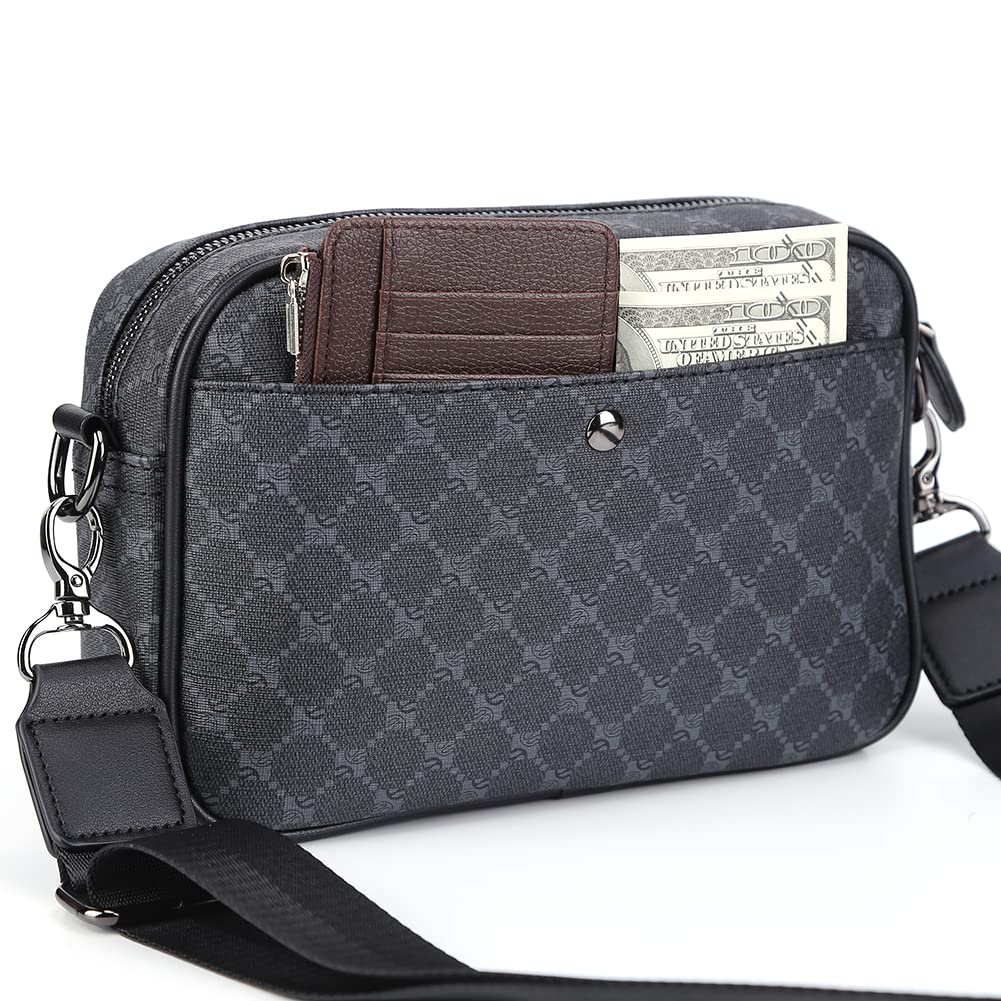 Starnearby - Bolso bandolera para hombre, de piel sintética, Crossbody Bag, pequeño bolso cuadrado, bandolera, bolsa para teléfono móvil, bolsa para negocios, viaje y trabajo