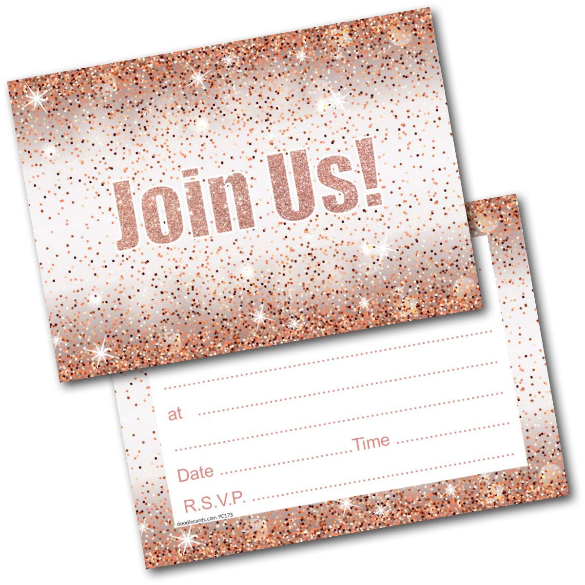 doodlecards Join us Invitations 20 Ready to Write Postcards and 20 Envelopes. Printed in UK, Premium Quality & 100% Recyclable.