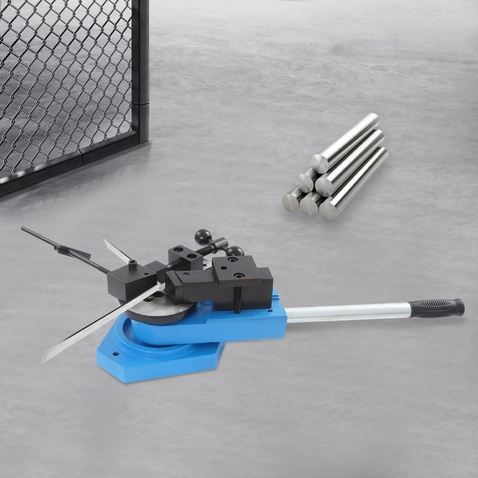 SBG-40 - Piegatrice universale in metallo, per 15 mm, in acciaio piatto da 30 x 8 mm, con 3 forme, utilizzabile manualmente per officine, lavorazione dei metalli (blu)