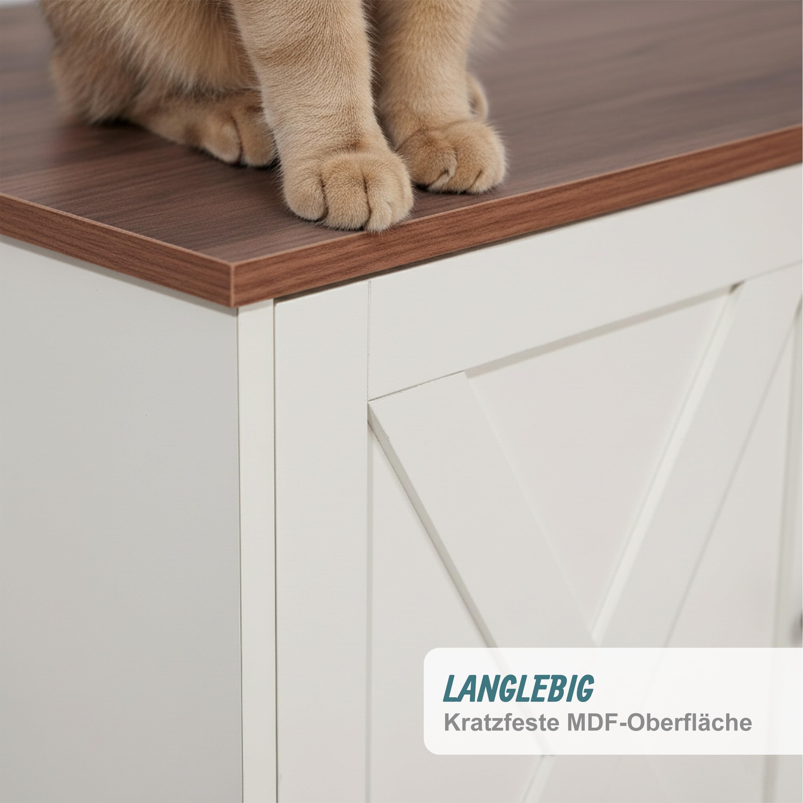 Relaxdays Katzenschrank f. Katzentoilette, Separate Trennwand, Eingang, Katzenklo verstecken, HBT 50x80x53cm, weiß-braun