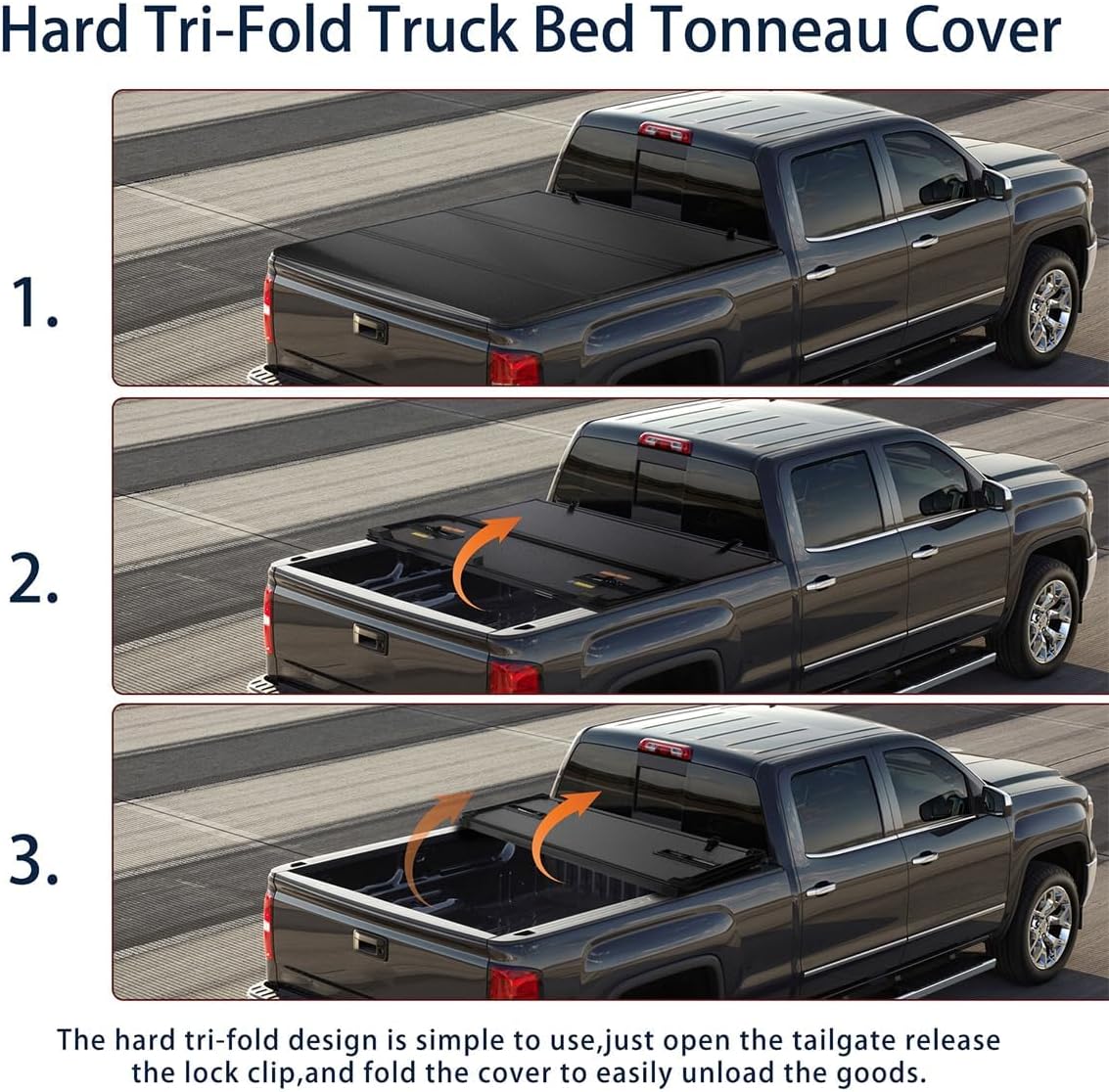 Truck Bed Covers Hard Tri Folding Tonneau Cover Fit for 2009-2025 Dodge Ram 1500 6.4FT Bed Covers of Truck Replacement Part (76.8")
