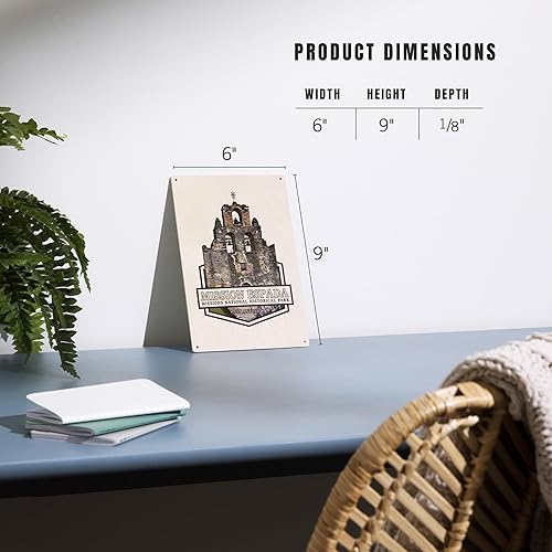 Miniatura 6 de Lantern Press Letrero de madera de 6 x 9 pulgadas, listo para colgar, decoración de pared, Parque Histórico Nacional San Antonio Missions, Texas,