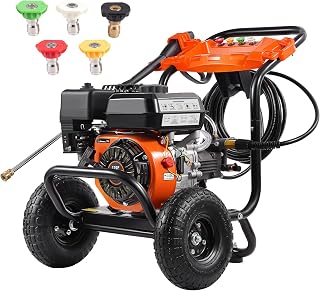 VEVOR Lavadora de Alta Presión a Gas 3500 PSI 2,6 GPM Limpiador de Alta Presión 10 L/min con Bomba de Aluminio, Pistola Rociadora, Varilla de Extensión, 5 Boquillas para Casas, Vehículos, Patios