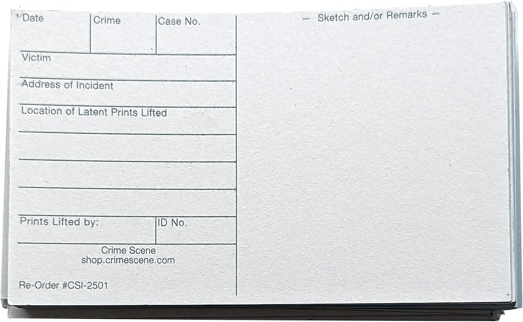 Crime Scene Latent Print Cards, White (Pack of 100)