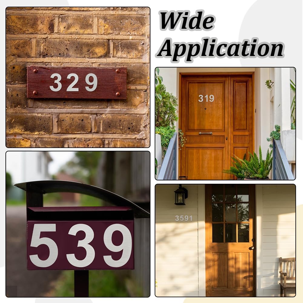 ORIGACH 3 Pcs 3 Inch Premium Stainless Steel House Numbers, Self-Adhesive Sliver Metal Door Address Mailbox Numbers Stickers for Office, Room, Hotel, Apartment, Car, Truck, Outside (3)