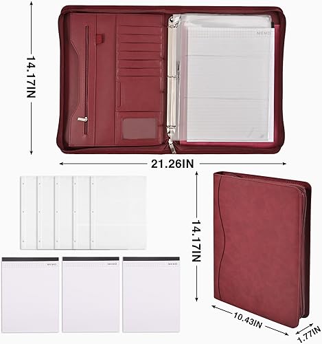 Miniatura 3 de Padfolio - Carpeta organizadora con cremallera, para mujeres y hombres, con funda para documentos, portapapeles tamaño carta A4, tarjeteros