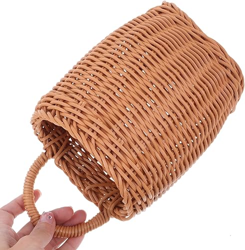 Miniatura 3 de Cesta colgante de ratán de imitación para almacenamiento y decoración de pared, organizador de cocina, cesta de flores versátil para el hogar,