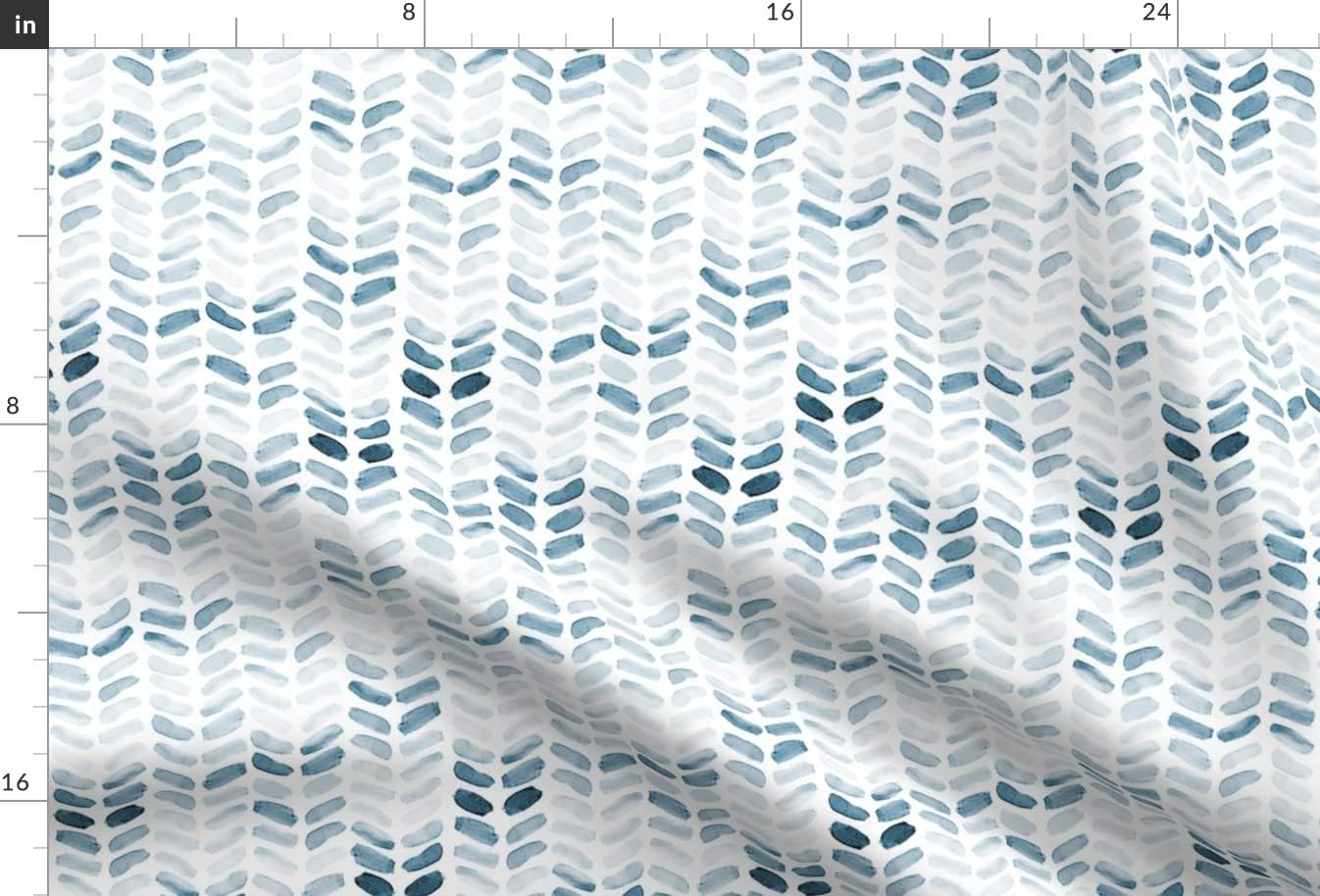 Spoonflower Fabric - Blue Watercolor Herringbone Vertical Pattern Print Painterly Printed on Minky Fabric by The Yard - Sewing Baby Blankets Quilt Backing Plush