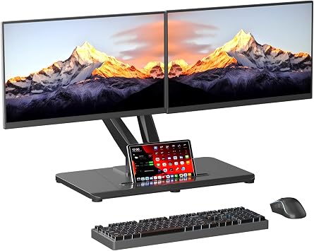 Pholiten Adjustable Dual Monitor Arms with Base for 17-32" Screens