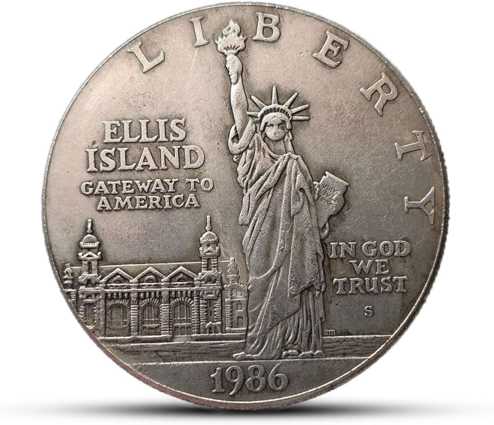 U.S. Antique Silver Coins, 1986 One Dollar Coin Collection, Historical Lucky Old Coins for Collectors, American Ancient Silver Dollar Coin, Vintage Commemorative Gifts (One Dollar 1986)