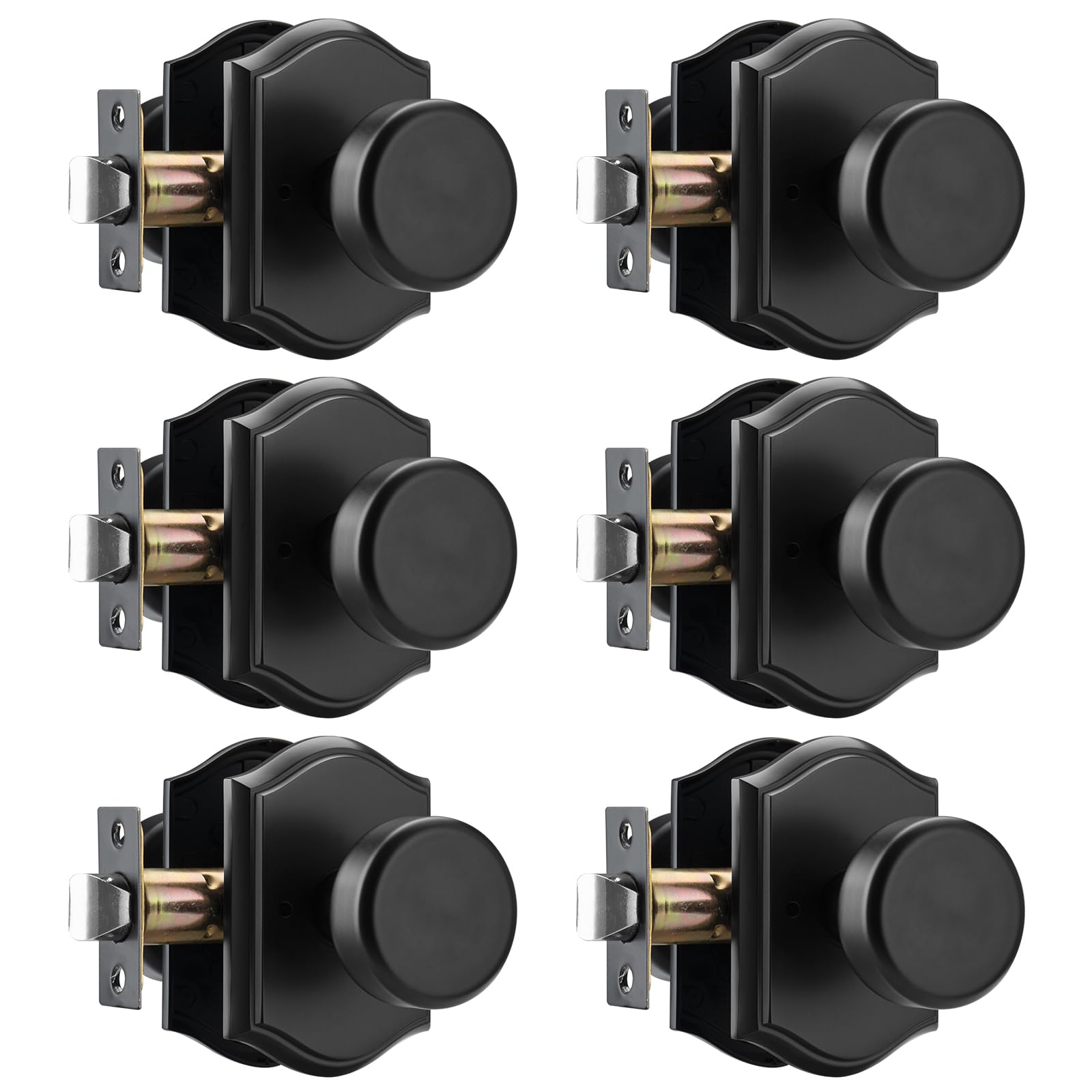 Black Privacy Door Knob with Push Lock - FREE SHIPPING -1
