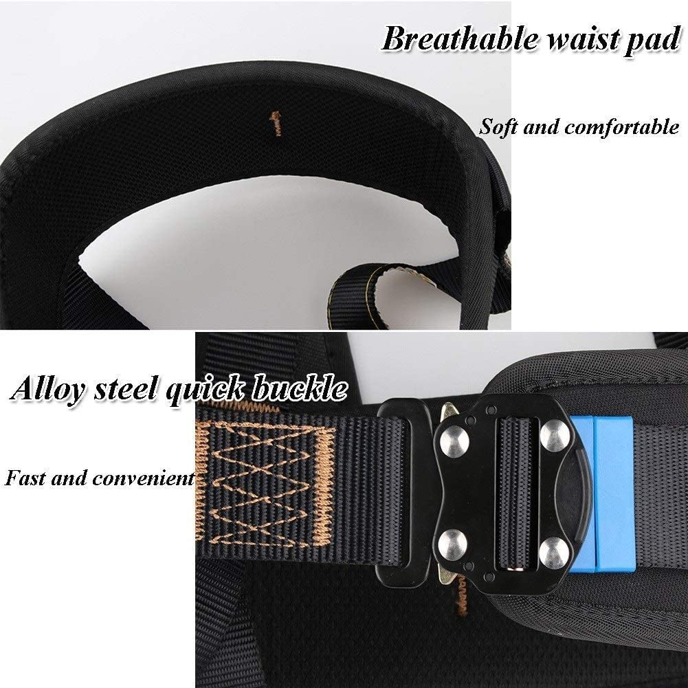 Arneses de Cuerpo Entero, Kit de detención caídas, arnés Escalada Medio Cuerpo, cinturón Seguridad, construcción Techo, protección contra for Trabajos aéreos, montañismo/Negro/C