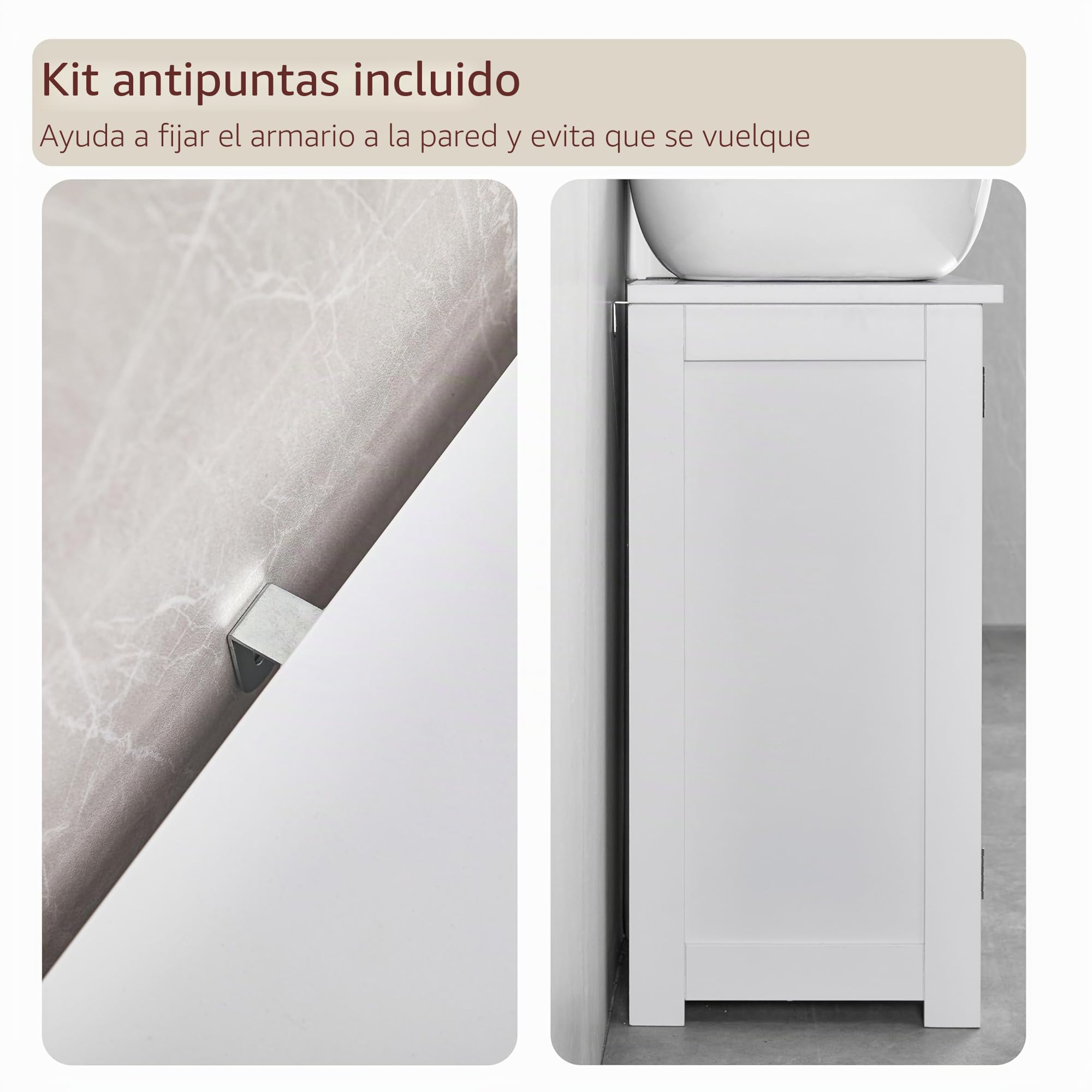 Home Discount Priano bajo Fregadero Armario de baño de pie Unidad de Almacenamiento Armario para Lavabo, Color Blanco