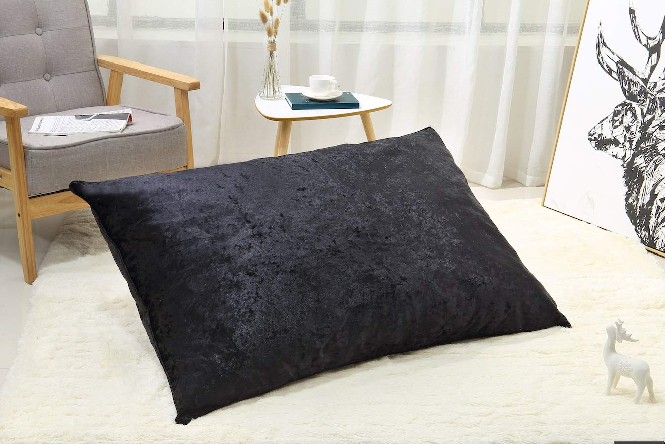 Ehd Black New Crushed Velvet Cushion Covers Super Soft Luxury Style Decor Plush Cushion Covers 24"X24" (60X60cm)