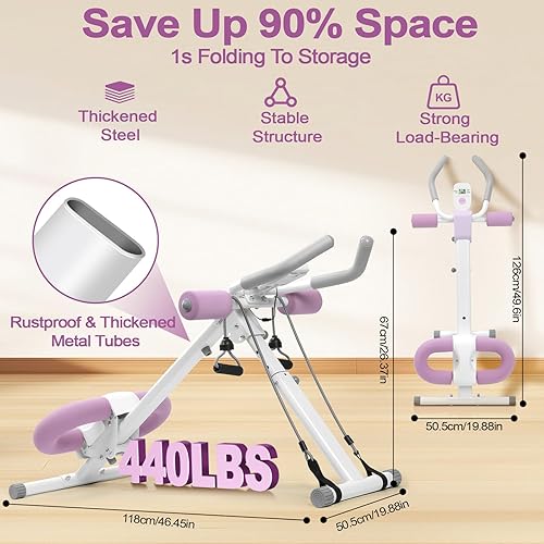 Miniatura 6 de Máquina de abdominales, máquina de entrenamiento abdominal ajustable para gimnasio en casa, equipo de entrenamiento de abdominales plegable con