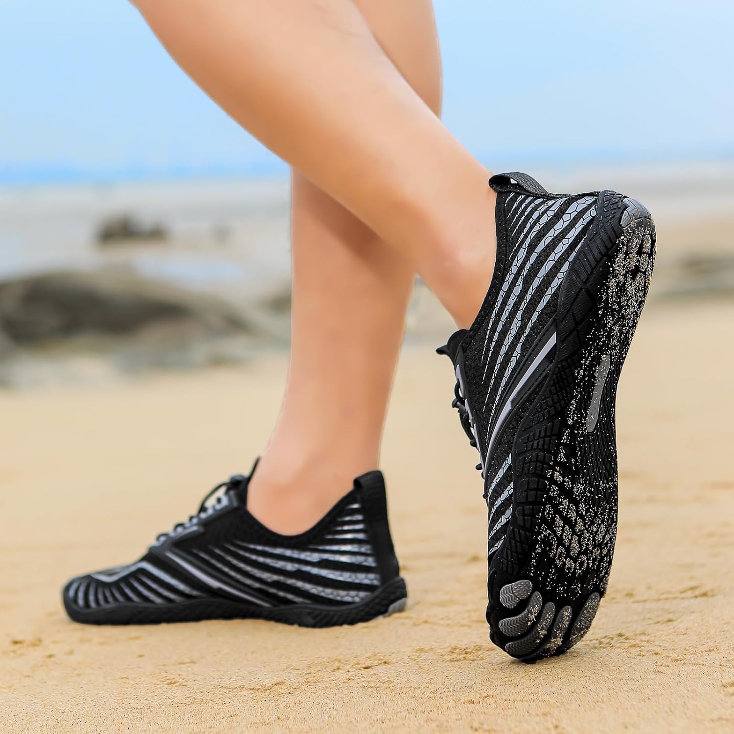 Hike Barefoot Shoes Women, Men's Water Shoes with Wide Toe Box, Quick Dry Non Slip Aqua Shoe for Beach Pool Swimming, Unisex Grounded Footwear Outdoor Walking Hiking Trekking Workout Sneakers