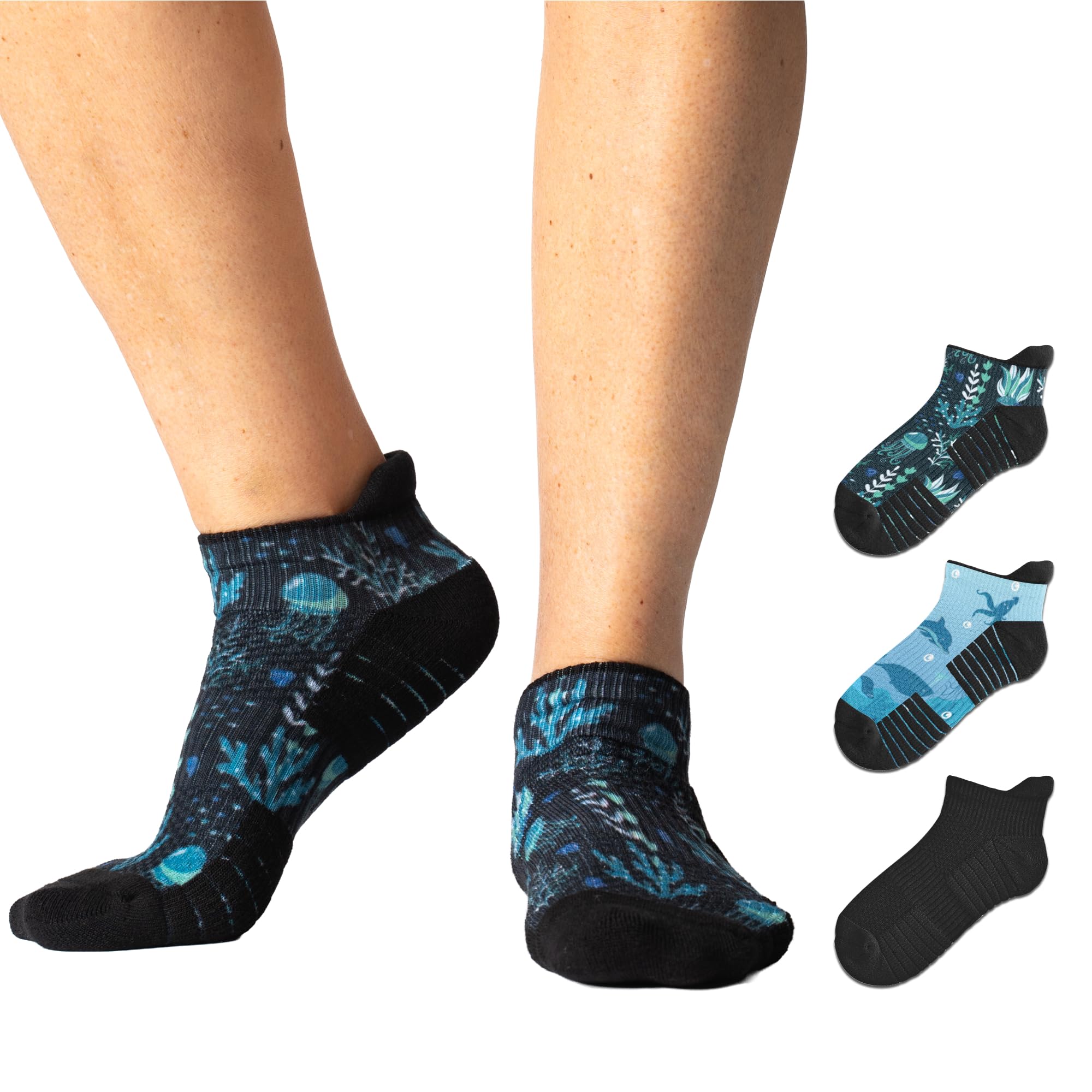 Viasox Ankle Compression Socks for Women & Men 3 Pack, 14 mmHg Support Improves Circulation, Extra Cushioned