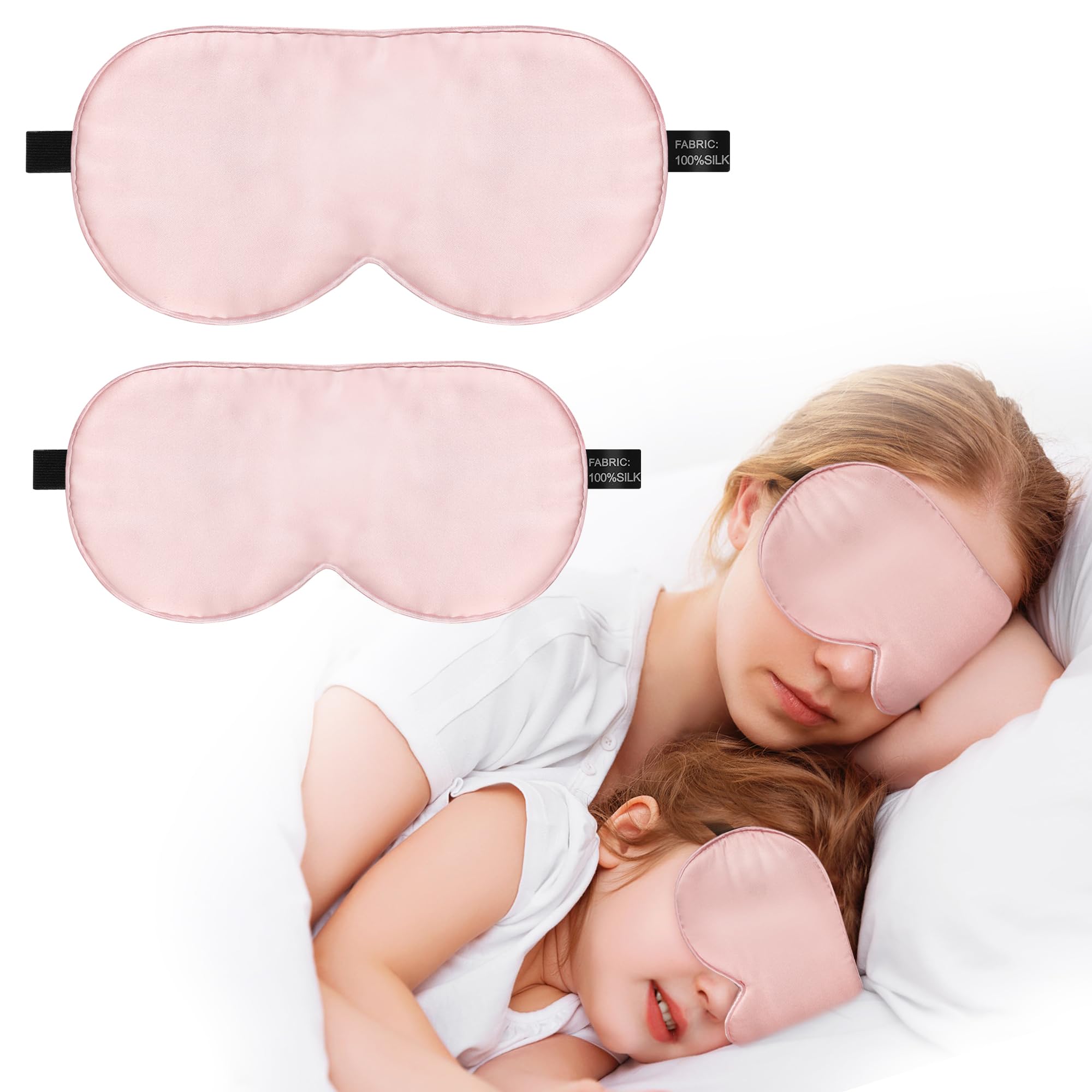 Silk Sleep Mask Eye Cover, 100% Real Natural Eye Mask for Sleeping with Adjustable Strap, 100% Silk Filling Blindfold, sleepmask for Kids/Teens/Adults