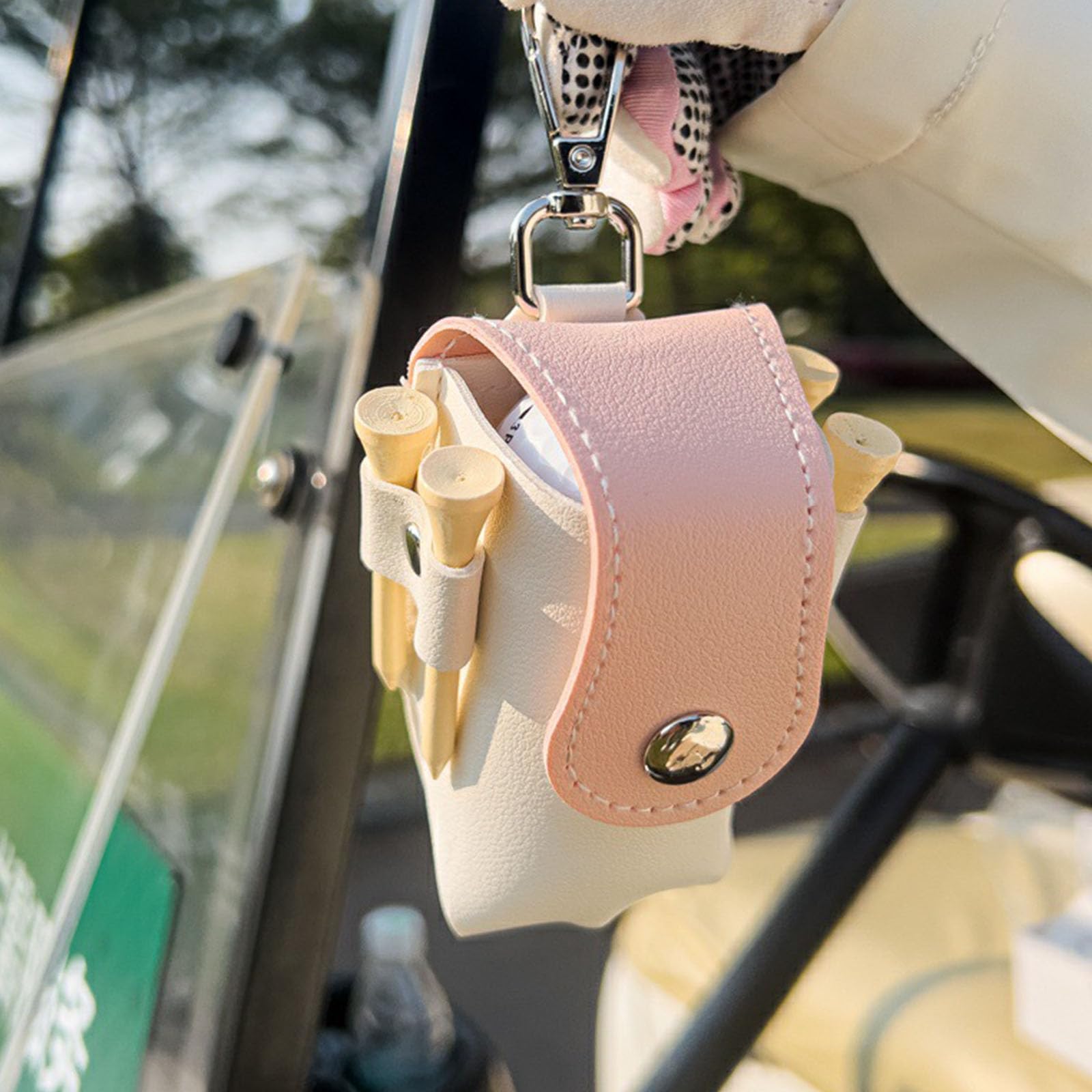 Aufbewahrungstasche aus PU-Leder mit Metallschnalle zum Aufhängen an der Taille, Aufbewahrungstasche für Golfbälle, Ledertasche, Taille mit Gürtelclip
