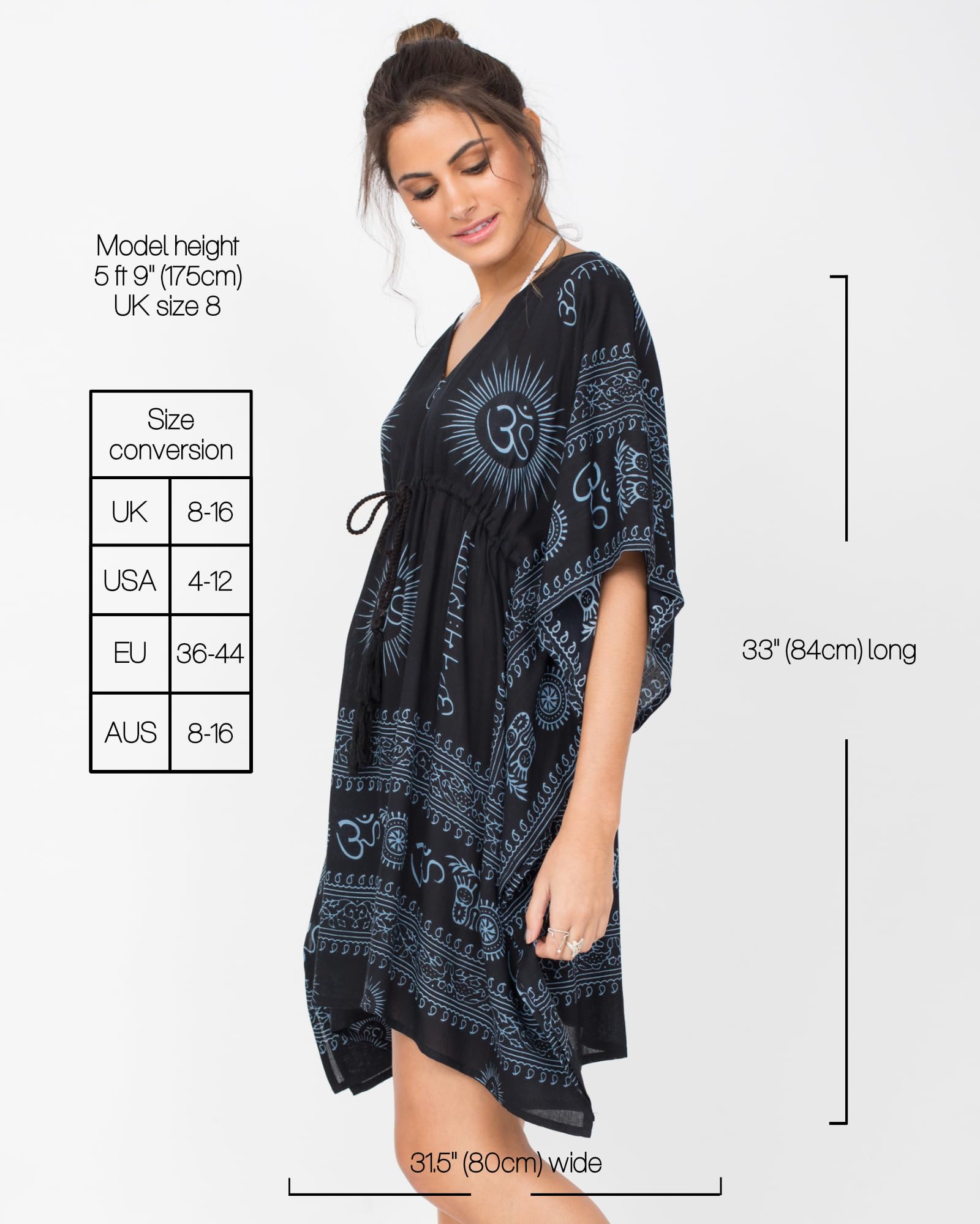 likemary Plaża Cover Up Kaftan - Pokrowiec na basen i strój kąpielowy Ohm Print