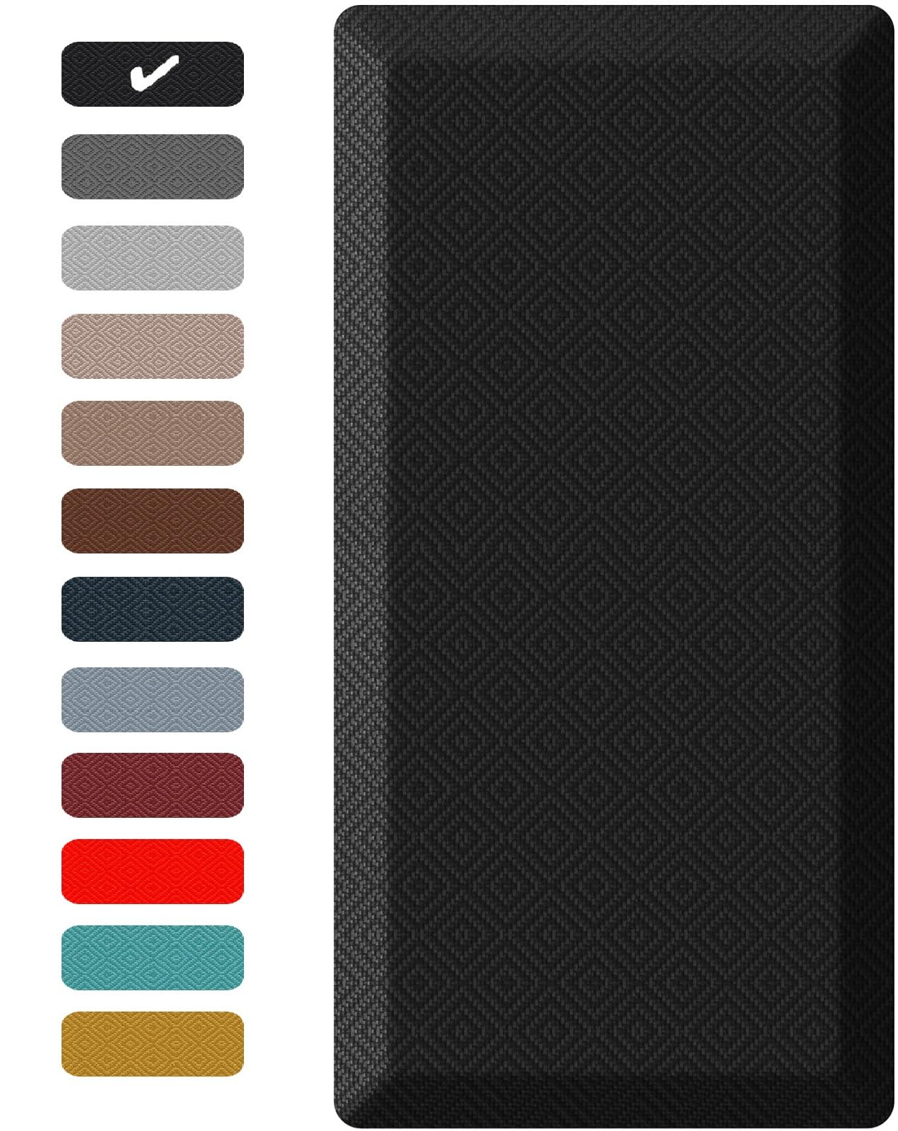 Ophanie Kitchen Mats for Floor, 9/10 inch Thick, 20x39 Anti Fatigue Cushioned Mat, Kitchen Rugs, Waterproof, Comfort Ergonomic Standing Mat for Office, Home, Sink, Black Non-Slip Ridged Bottom