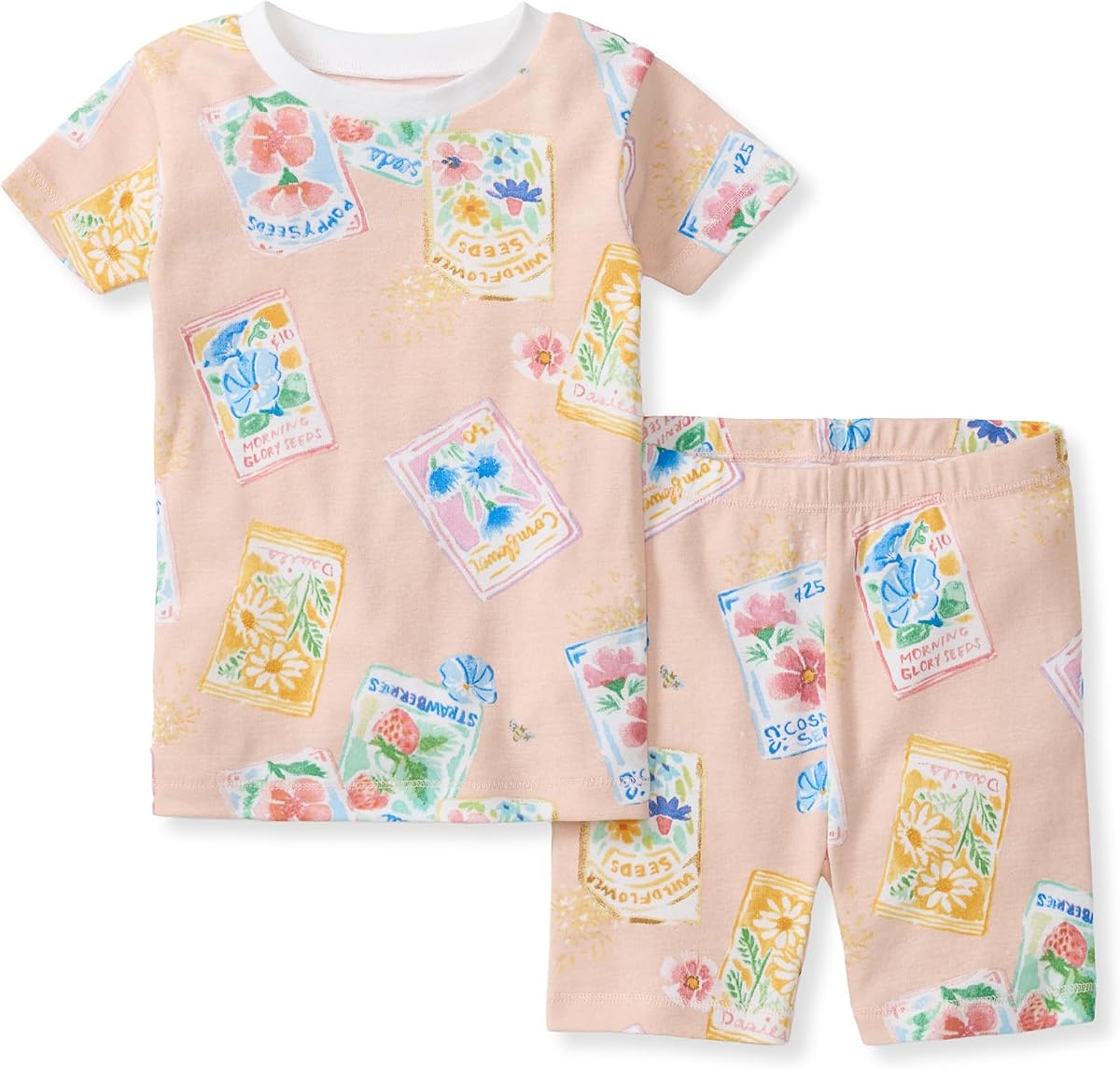 Burt's Bees Conjunto de pijama unisex de algodón orgánico de manga corta y pantalones cortos para bebé, 2 piezas | Los conjuntos de pijamas para clima cálido, ajustados pero cómodos, están confeccionados en nuestro clásico tejido acanalado.