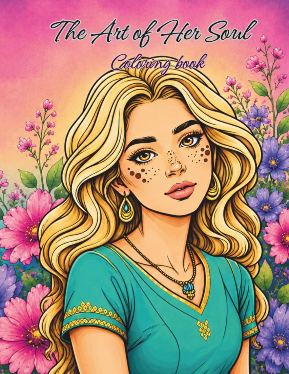 The Art of Her Soul: Filled with dreamy girls, blooming flowers, and calming artistic designs, these pages invite you to relax, express yourself, and rediscover the beauty