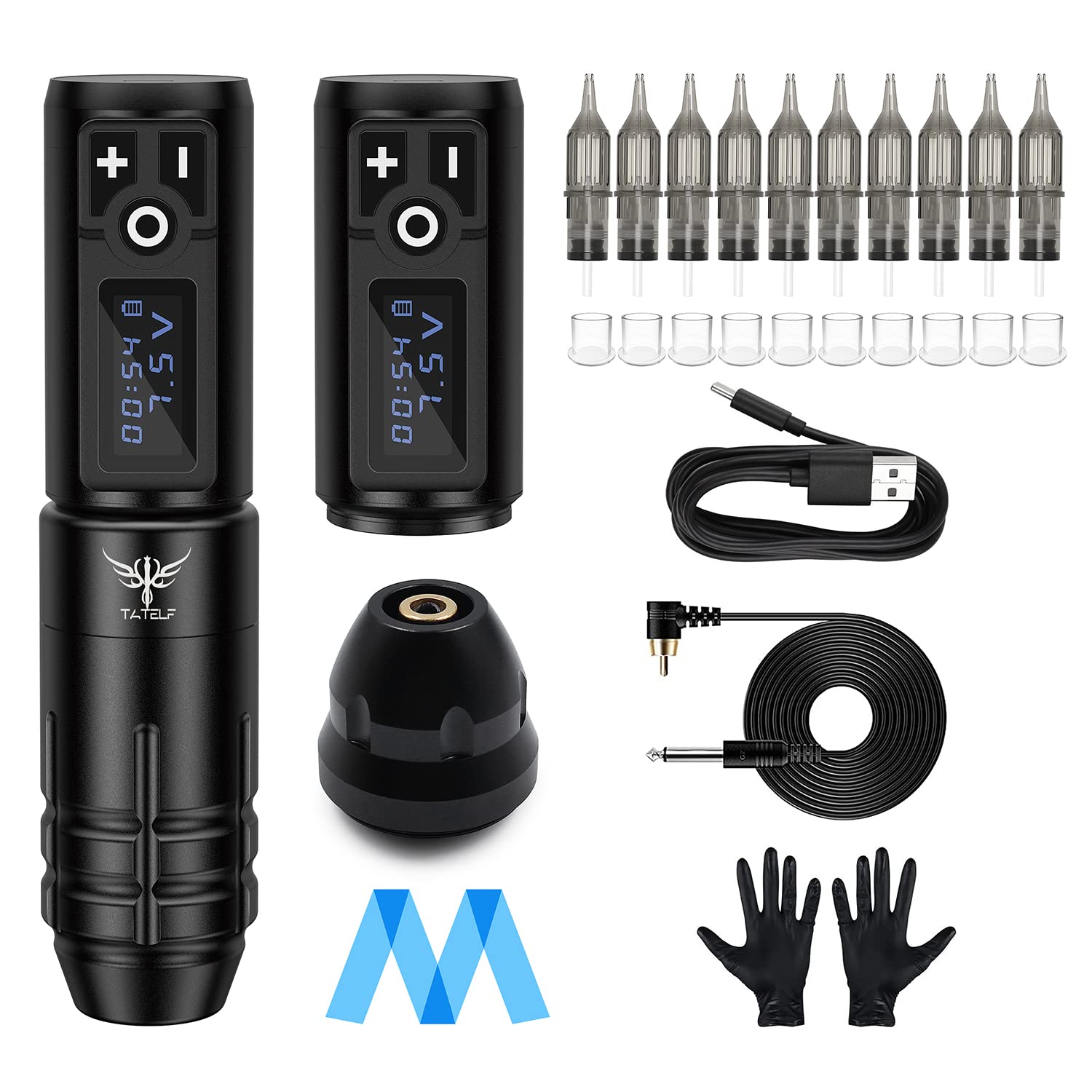 TATELF Pro Wireless Tattoo Pen Machine Kit with 2pcs Battery, 10pcs Cartridges - Easy Start for Beginners