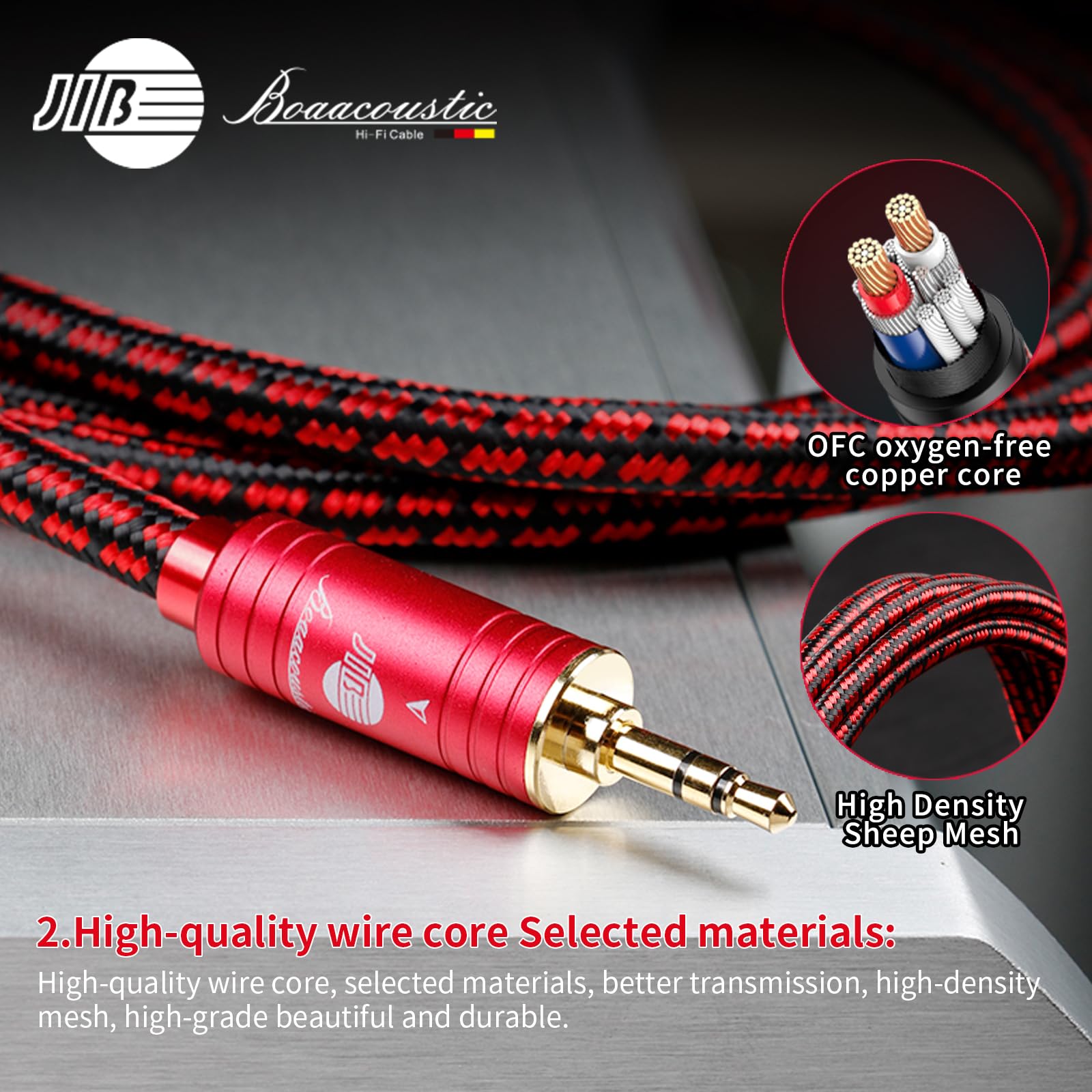 BOAACOUSTIC JIB High End kabel Aux, kabel audio 3,5 mm kabel jack, 3,5 mm jack na jack AUX kabel stereo 3 metry