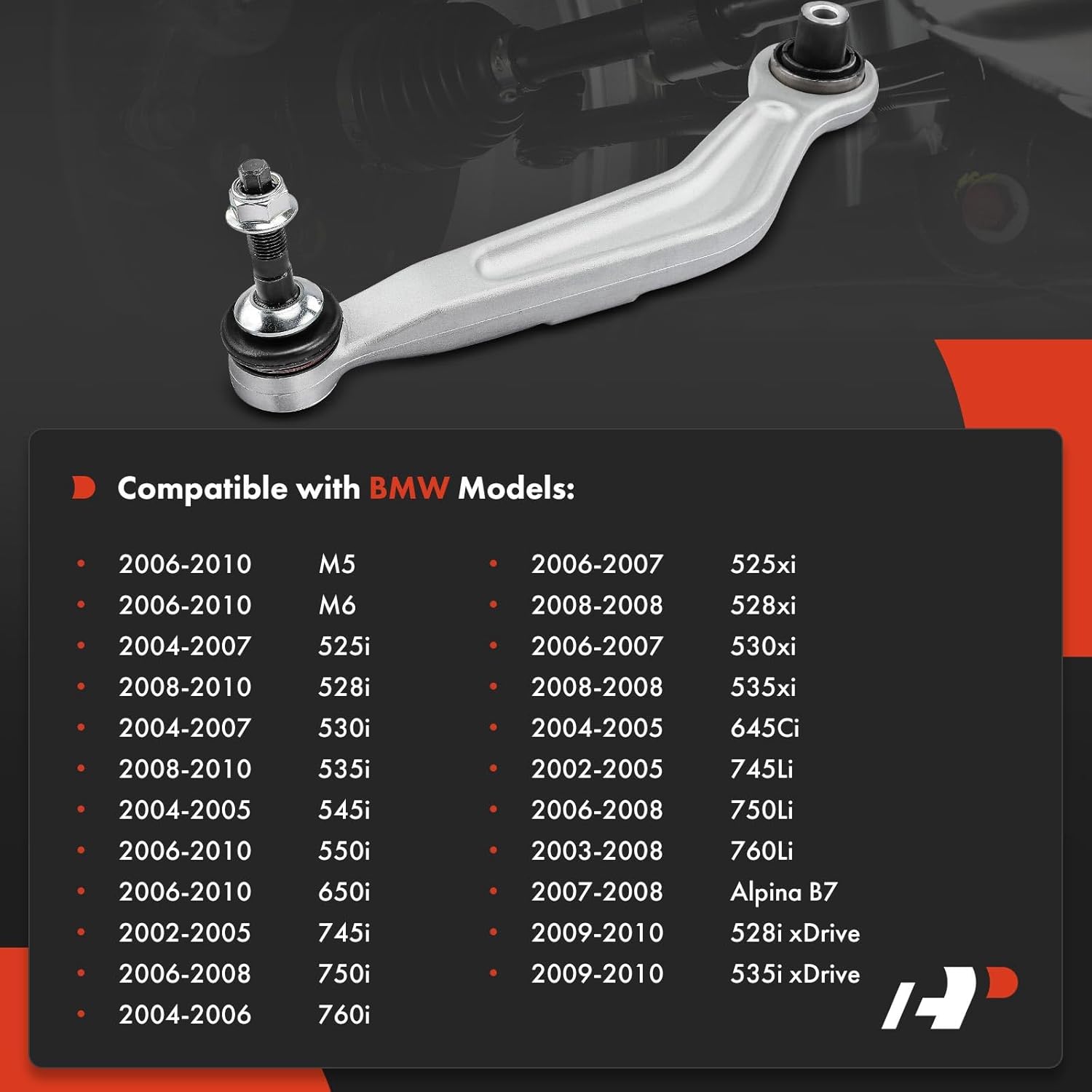 A-Premium Rear Right Rearward Upper Control Arm, with Ball Joint & Bushing, Compatible with BMW 525i, 525xi, 528i/535i (xDrive), 528xi, 530i, 530xi, 535xi, 545i, 550i, 645Ci, 650i, 745i, 760i, M5, M6