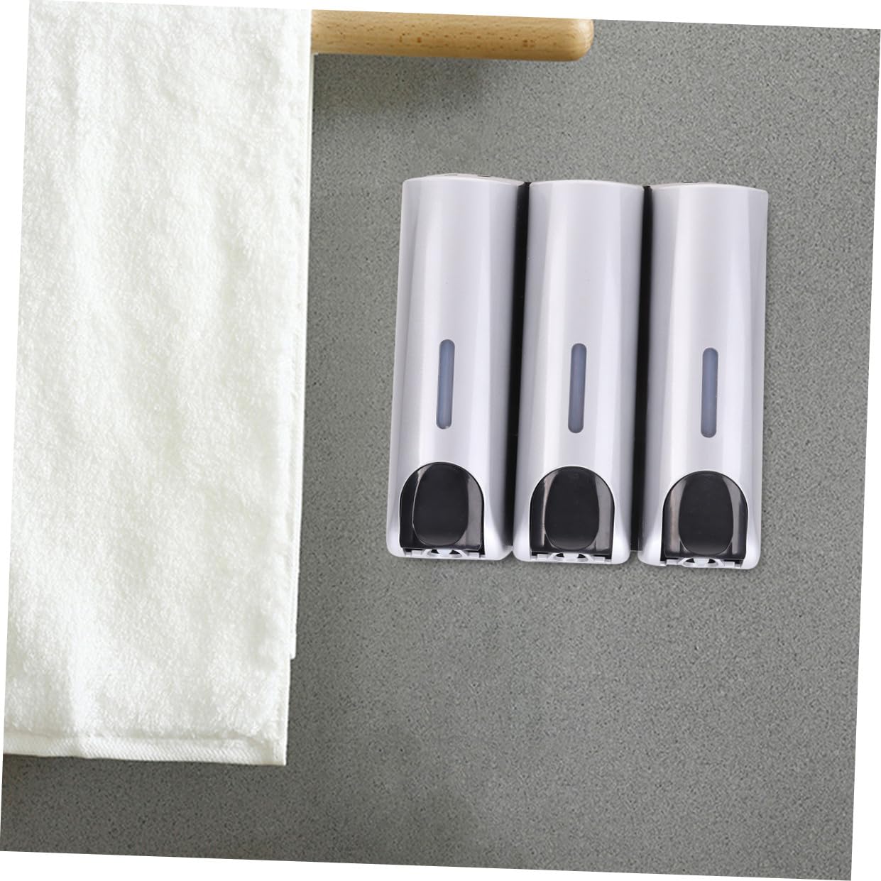 ULTECHNOVO Dispenser da Muro a Tre Scomparti e Facile da Pulire per Uso Domestico Leggero in Metallo e Contenitore Liquido Argento per Bagno e Doccia