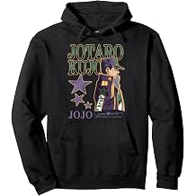 Jotaro Kuju Side Profile Portrait with Stars Colorful Anime Pullover Hoodie