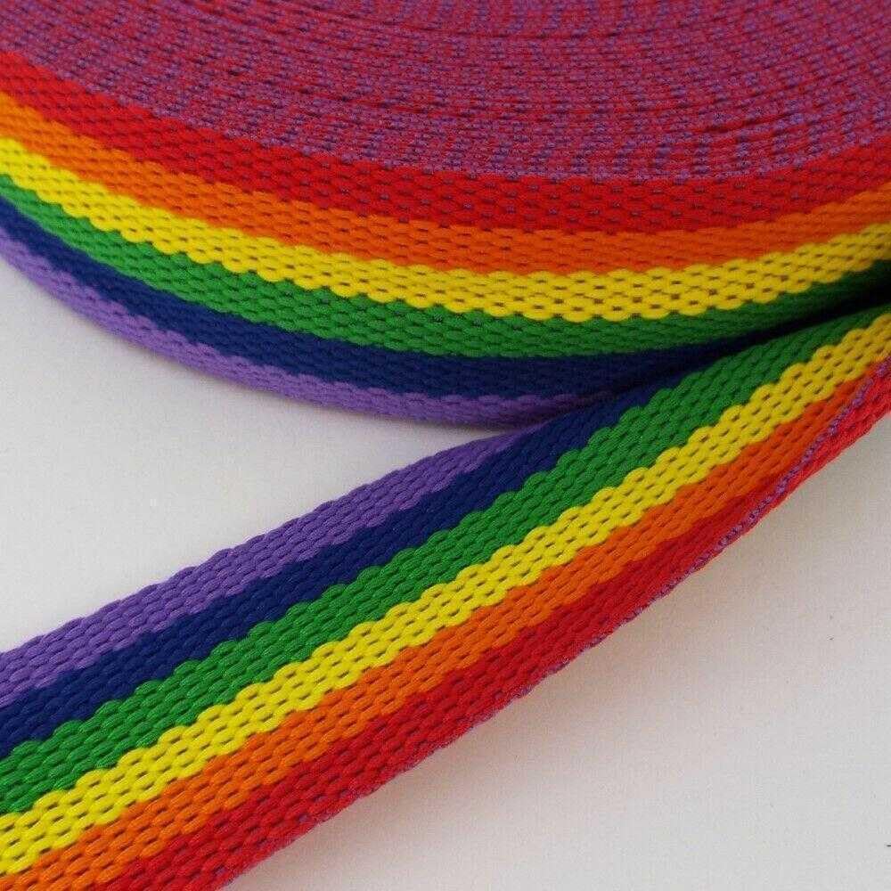40mm Rainbow Webbing Stripe 397D, 001 Normal Rainbow, 1 Metre