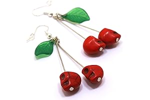 Handmade Halloween Skull Cherry Funky Earrings