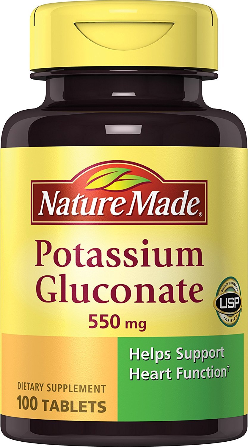 Nature Made Potassium Gluconate 550 mg, Dietary Supplement for Heart Health Support, 100 Count (Pack of 3)