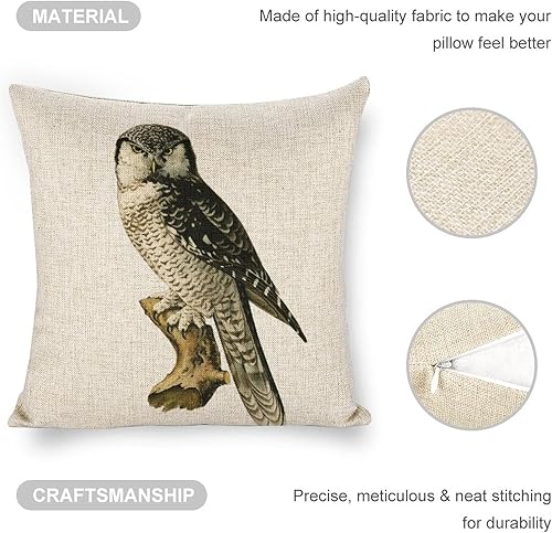 Miniatura 5 de Funda de almohada de lino con patrón de búho de 18 x 18 pulgadas, funda de cojín decorativa de doble cara para sofá, cama, silla y automóvil