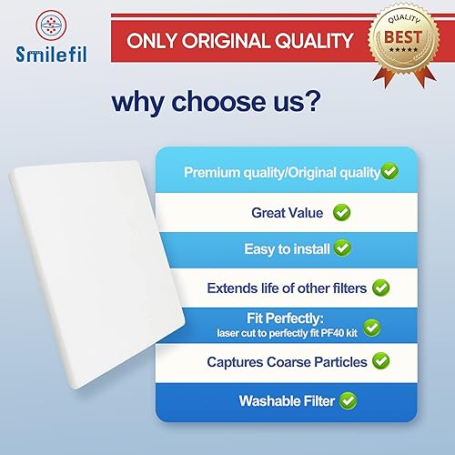 Miniatura 6 de Smilfil PF40 - Paquete de 5 almohadillas de repuesto para prefiltro compatibles con IQAir PF40 Purificador de aire de prefiltración de polvo grueso
